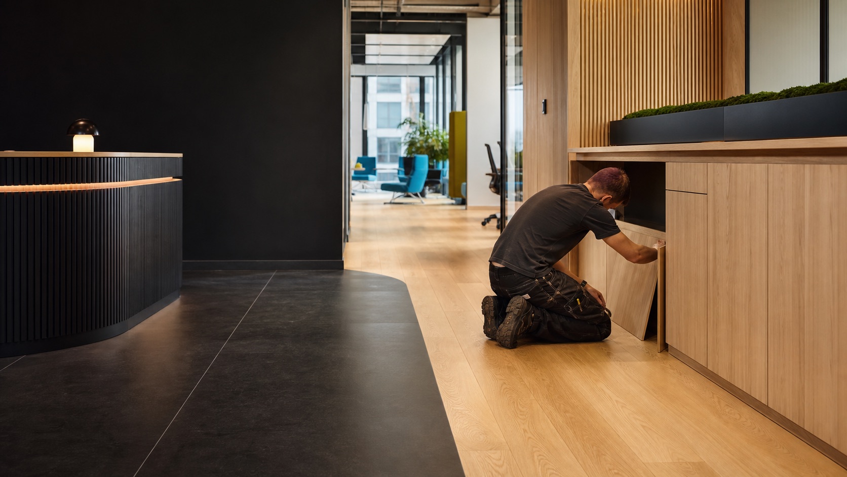 Flooring and joinery work in a London commercial property