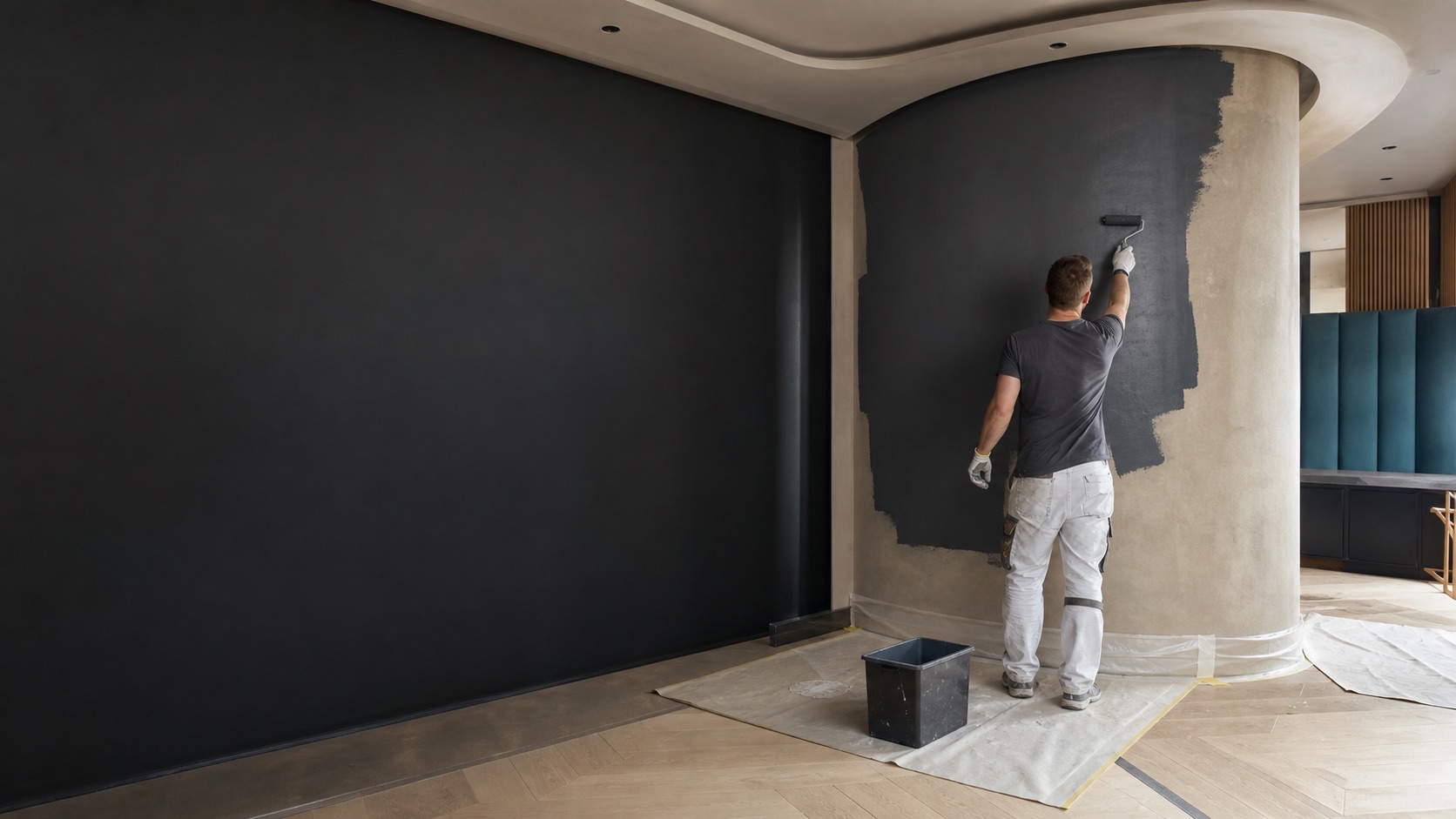 Decorating and plastering work in a London commercial property
